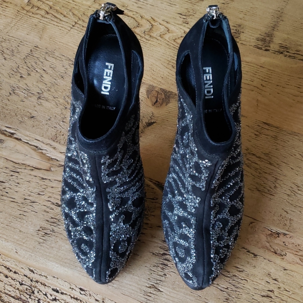 FENDI black suede booties